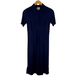 Irie Wash Navy Blue‎ Short Sleeve Midi Shirt Dress Womens Small Medium